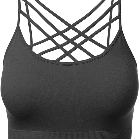 NWOT NIKIBIKI Cross Cross Bralette OSFM S M L XL Charcoal Grey Stretch - Picture 2 of 4